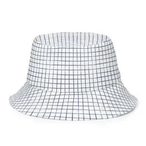 Navy & White Checkered Reversible Bucket Hat, Unisex (S/M, L/XL)