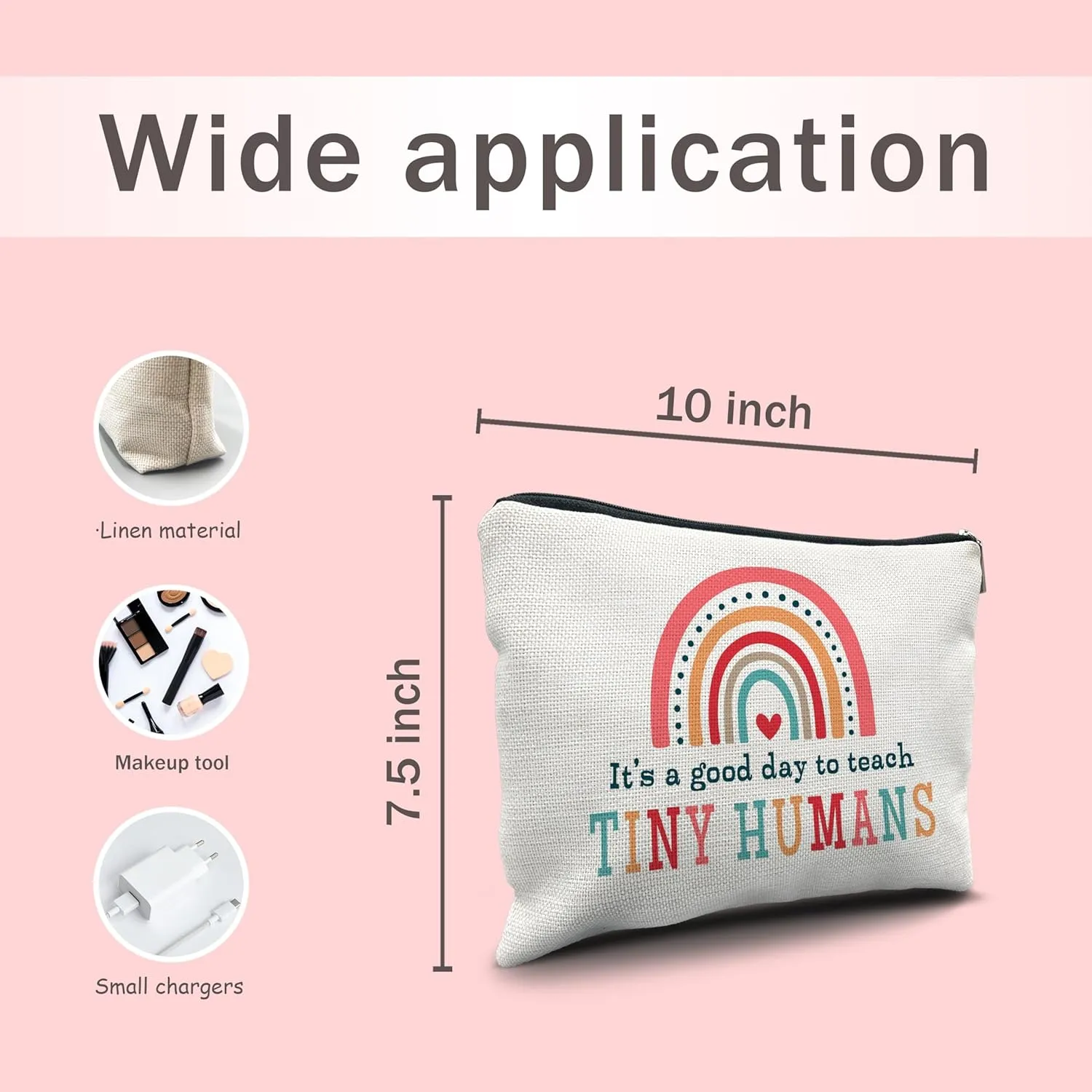 Nogrit Teacher Makeup Bag: 'It's a Good Day to Teach' Tiny Humans Teachers Gift Bag