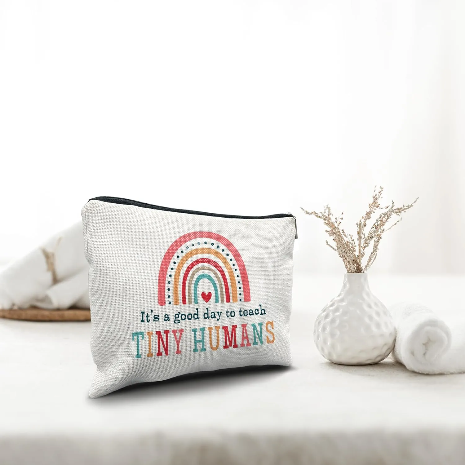Nogrit Teacher Makeup Bag: 'It's a Good Day to Teach' Tiny Humans Teachers Gift Bag