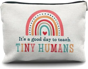 Nogrit Teacher Makeup Bag: 'It's a Good Day to Teach' Tiny Humans Teachers Gift Bag