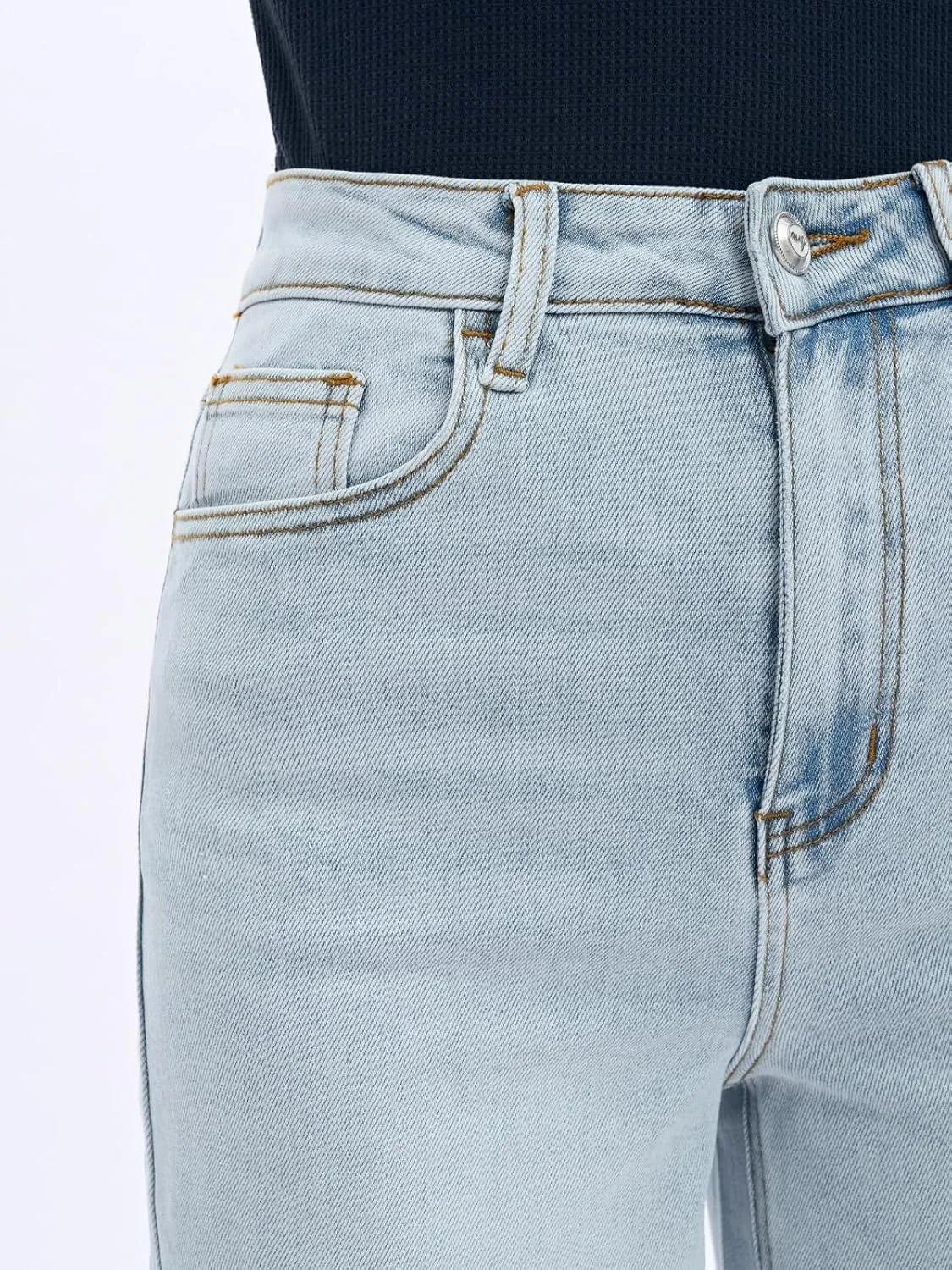 ONESO Mid-Low Rise Baggy Jeans Wide Leg for Women Distressed Pants Stretchy Bottom Lady Basic Comfortable Denim