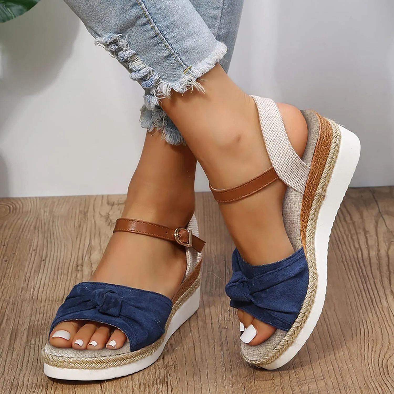 Orthopedic Platform Wedge Sandals for Women Summer Dressy 2025,Wedges Heels Walking Arch Support Open Toe Ankle Strap Casual Slip on Comfortable