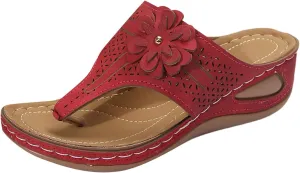 Orthopedic Sandals for Women Summer Comfortable Arch Support 3D Hollow Flower Wedge 2025 Slippers Slip On Platform Flip Flops Beach Shoes Dressy Orthotic Plantar Fasciitis Ladies Shoe