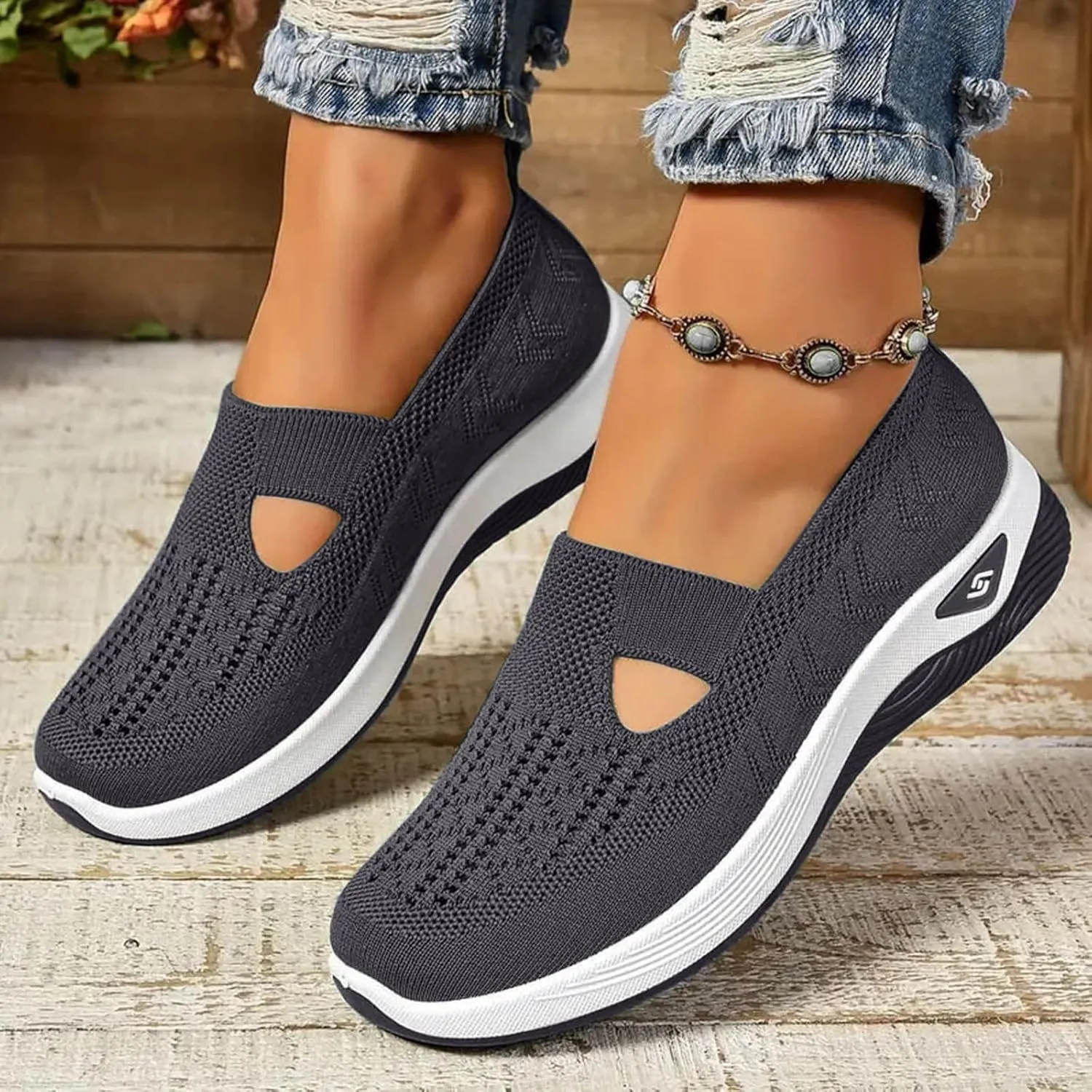 Orthopedic Shoes for Women Sandals,Womens Wide Width Breathable Walking Comfortable Slip on Sneakers Non Slip Lightweight Sneaker