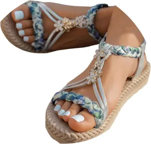 Orthopedic Wedge Sandals for Women 2025 Dressy,Womens Summer Sandals Boho Beach Shoes Vintage Wide Width Wedges Outdoor Flats Sandalias De Mujer De Vestir with Arch Support
