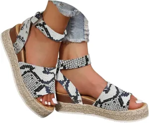 Orthopedic Wedge Sandals for Women 2025 Summer Dressy Flat Open Toe Ankle Strap Espadrilles Boho Comfortable Casual Strappy Slip on Wedges Shoes