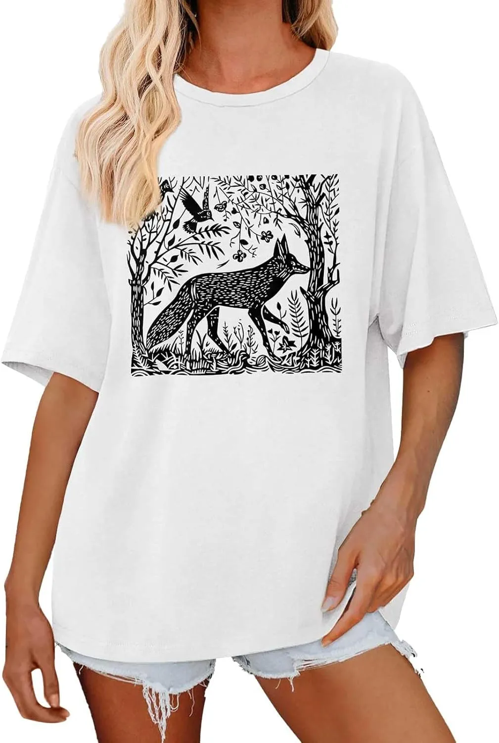Oversized Tshirts for Women Flower Graphic Tees Short Sleeve Shirts 2025 Summer Casual Loose Fit Beach Tops
