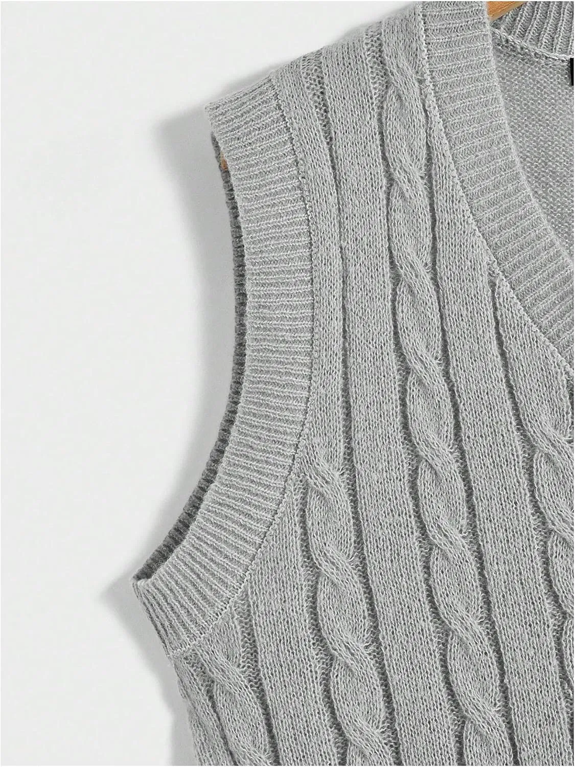 OYOANGLE Men's Cable Knit V Neck Sleeveless Sweater Vests Solid Casual Tank Tops Knitwear