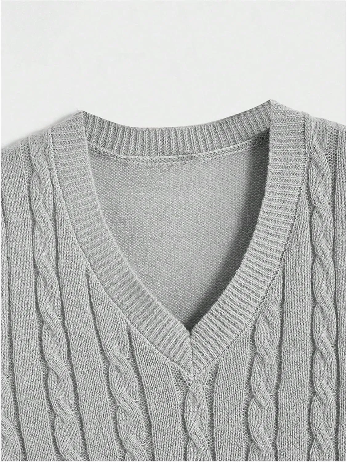 OYOANGLE Men's Cable Knit V Neck Sleeveless Sweater Vests Solid Casual Tank Tops Knitwear