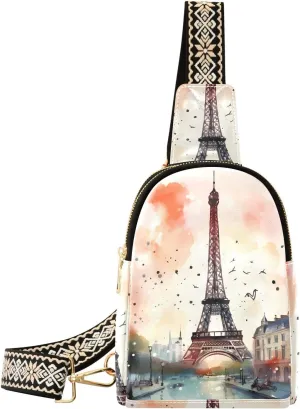 Paris Eiffel Tower Sling Bag for Women Fanny Packs for Women Small Leather Fanny Pack Crossbody Bags Fashion Waist Packs Chest Bag for Travel 21340373