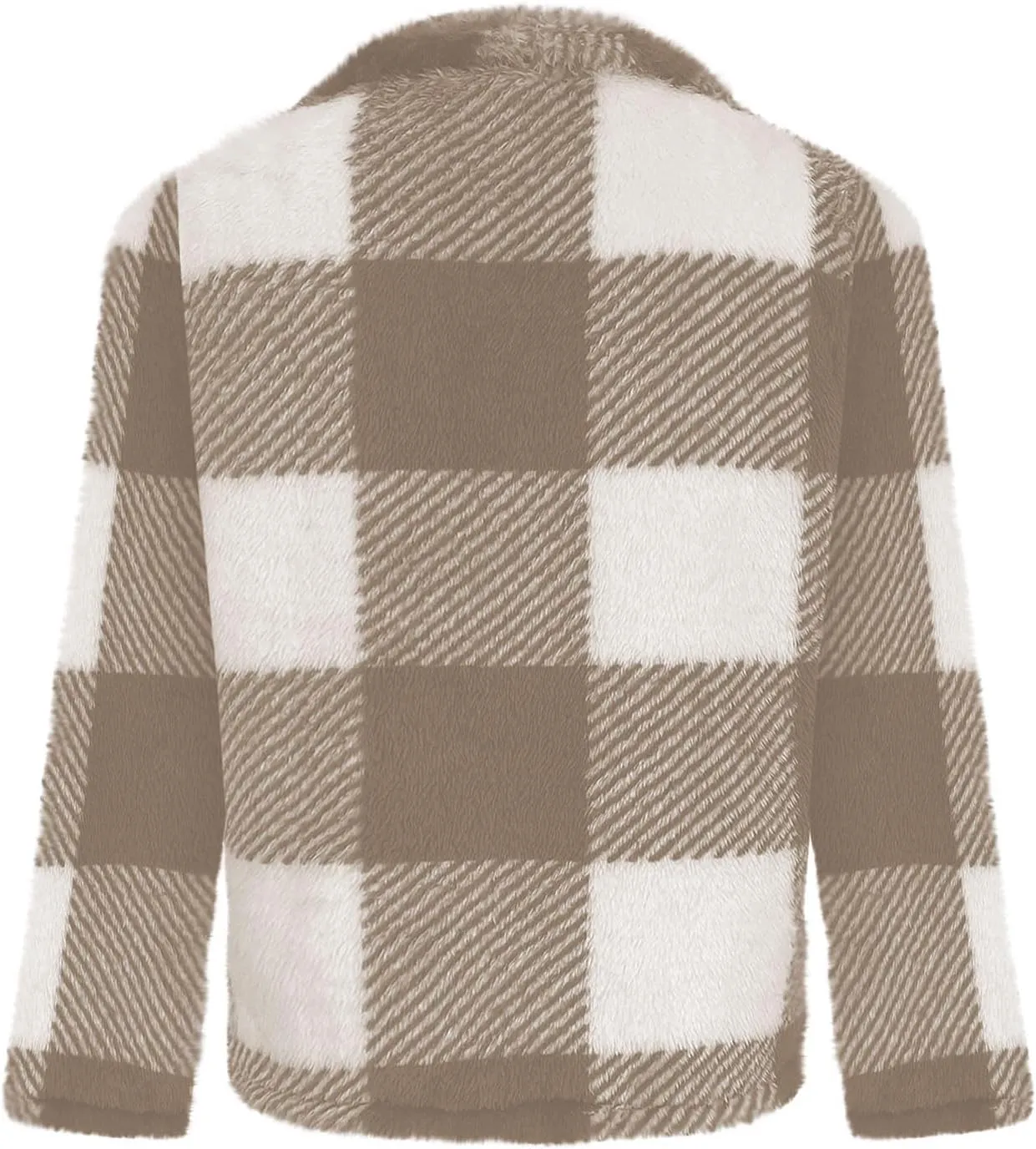 Pea Coats for Women Oversized Fleece Plaid Cardigan Long Sleeve Thermal Winter Jackets Casual Fit Outerwear