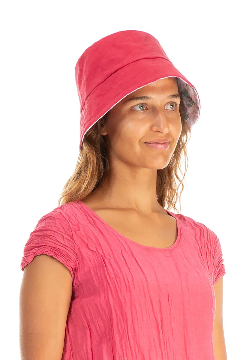 Peony Blossom Reversible Linen Bucket Hat