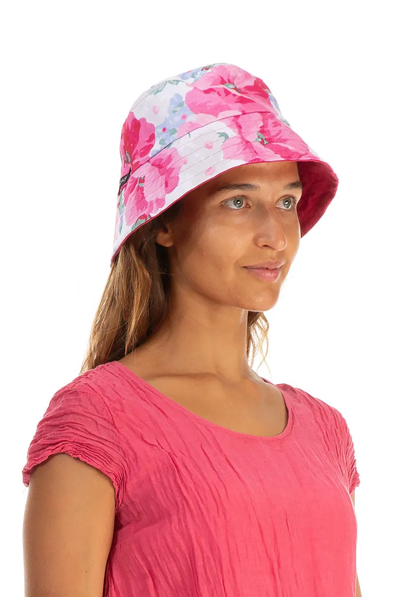Peony Blossom Reversible Linen Bucket Hat