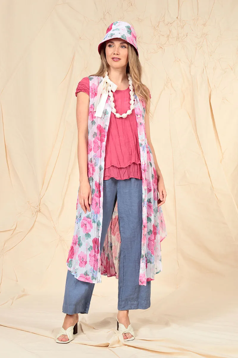 Peony Blossom Reversible Linen Bucket Hat