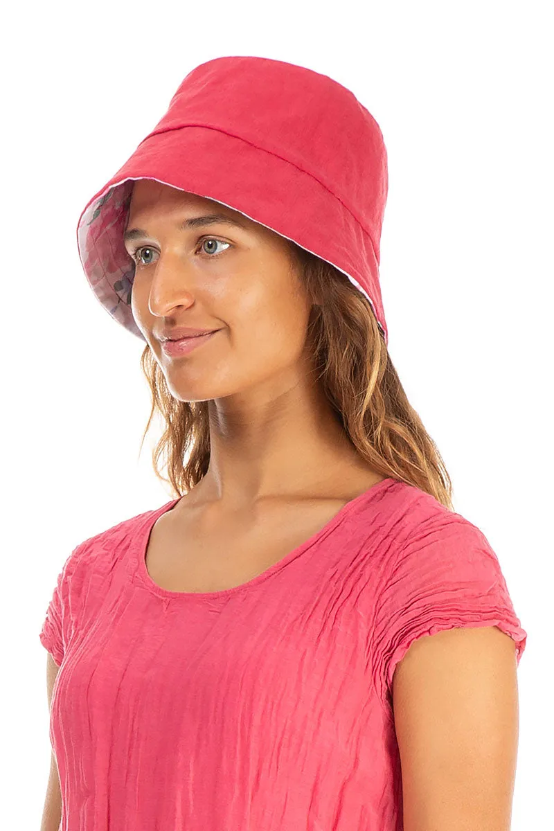 Peony Blossom Reversible Linen Bucket Hat
