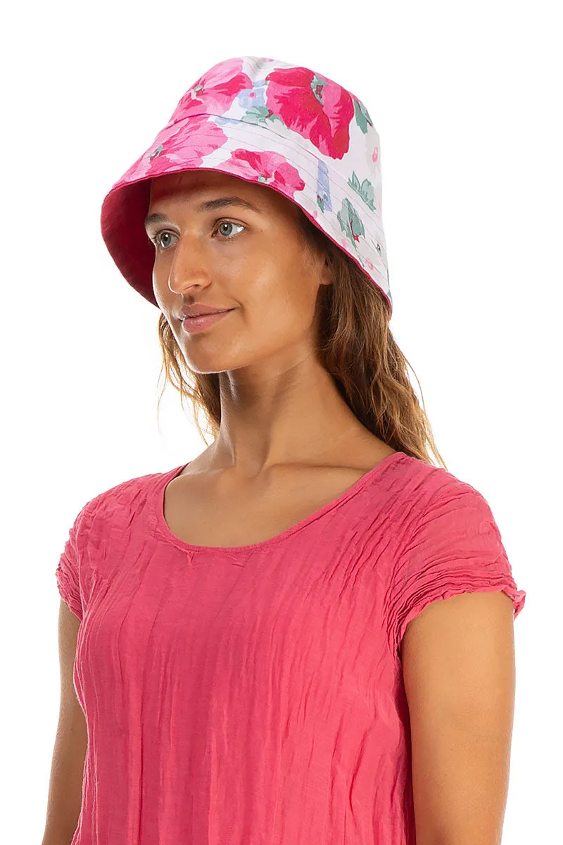 Peony Blossom Reversible Linen Bucket Hat