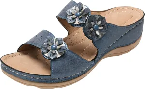 peqiut Casual Sandals Women Flat Orthopedic Sandals for Women Slip On Slippers Comfortable Crystal Beach Sandals