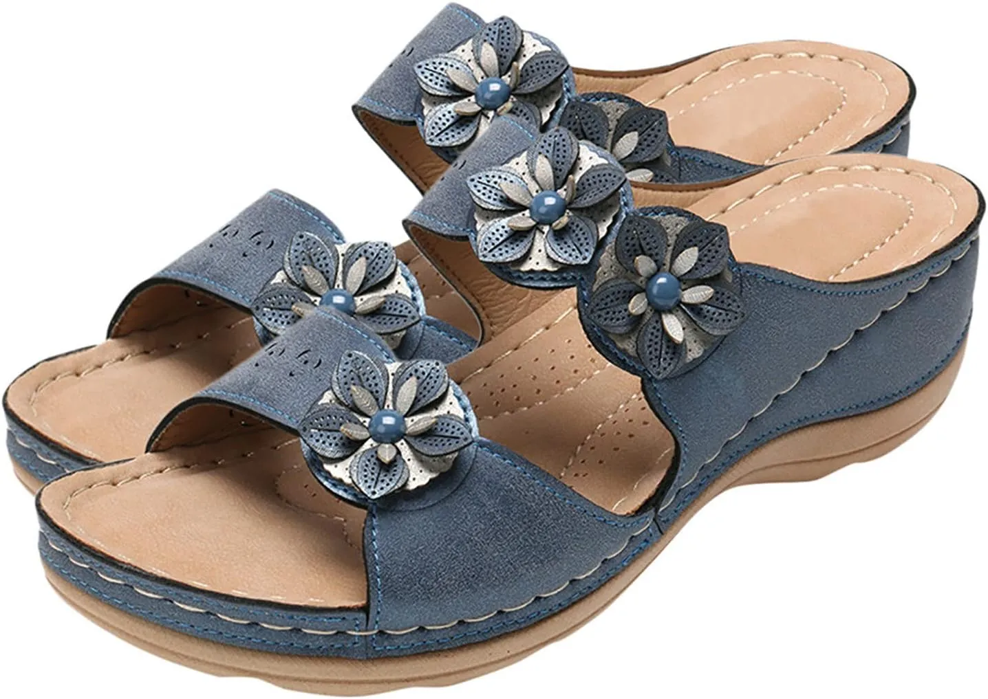 peqiut Casual Sandals Women Flat Orthopedic Sandals for Women Slip On Slippers Comfortable Crystal Beach Sandals