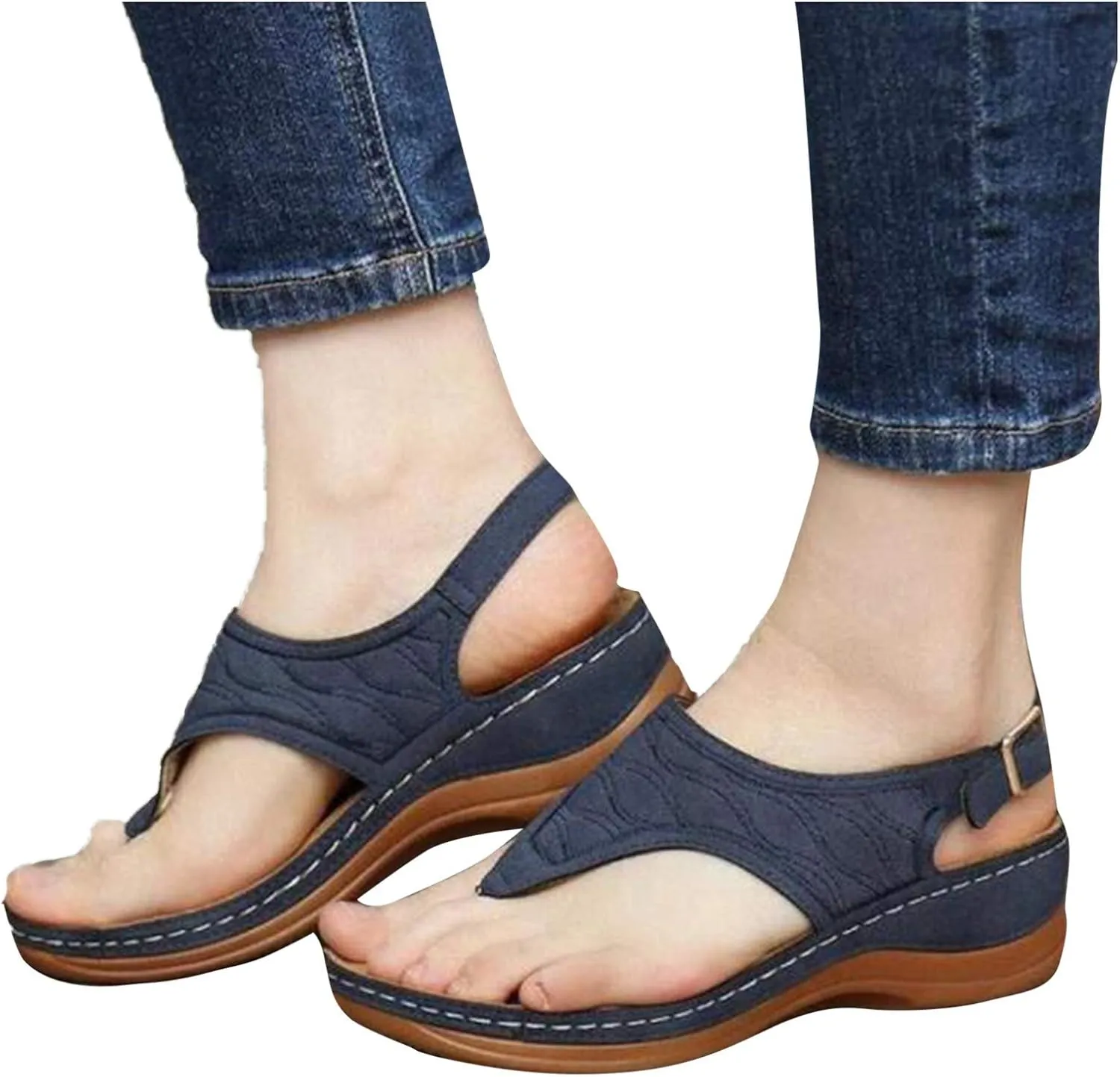 peqiut Casual Sandals Women Flat Platform Strap Sandals for Women Orthopedic Clip Toe Flip Flops Boho Casual Sandals