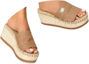 peqiut Orthopedic Sandals for Women Wedges Espadrilles Platform Slipper Sandals for Women Wedge High Heel Sandals Women