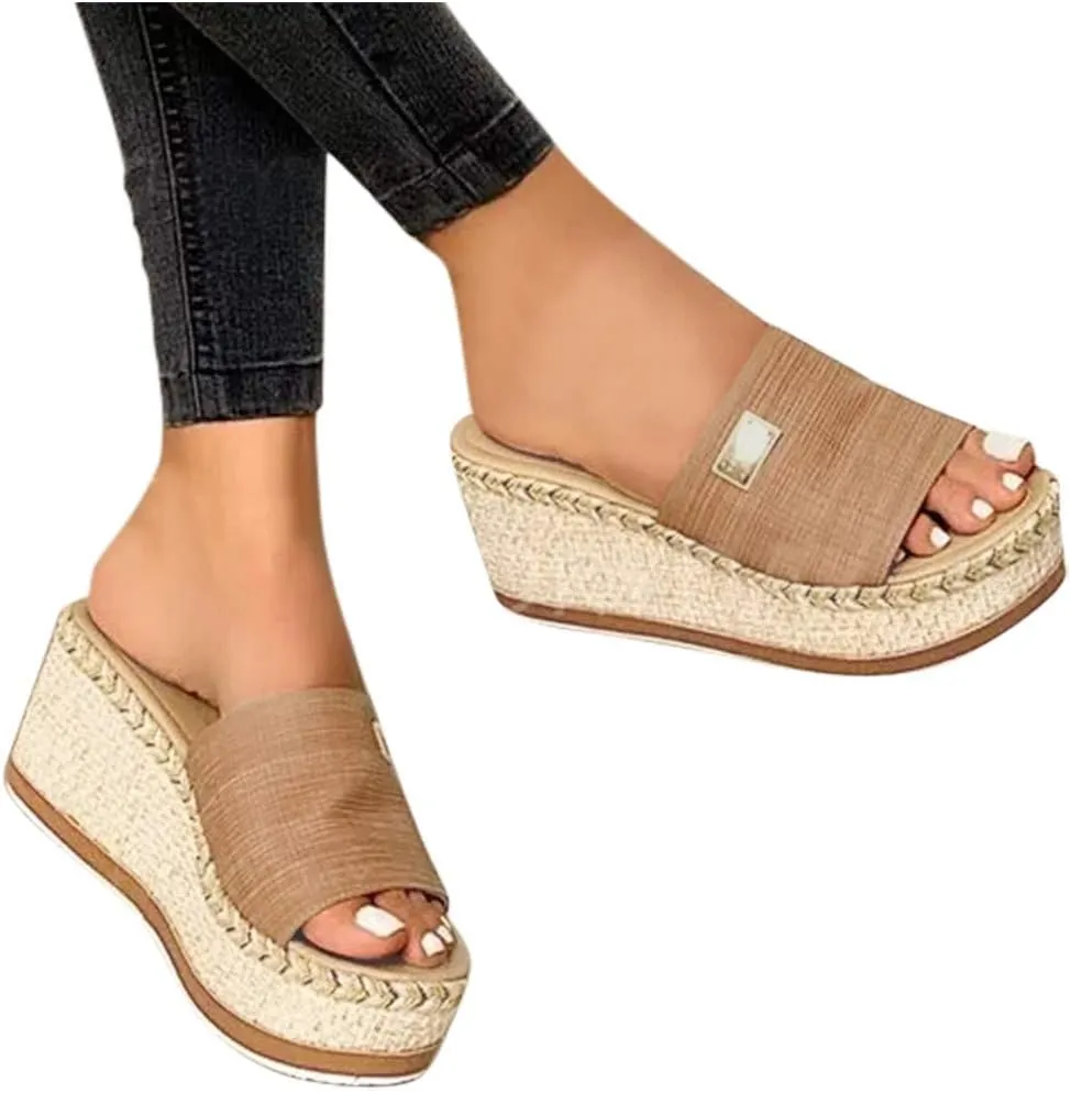 peqiut Orthopedic Sandals for Women Wedges Espadrilles Platform Slipper Sandals for Women Wedge High Heel Sandals Women