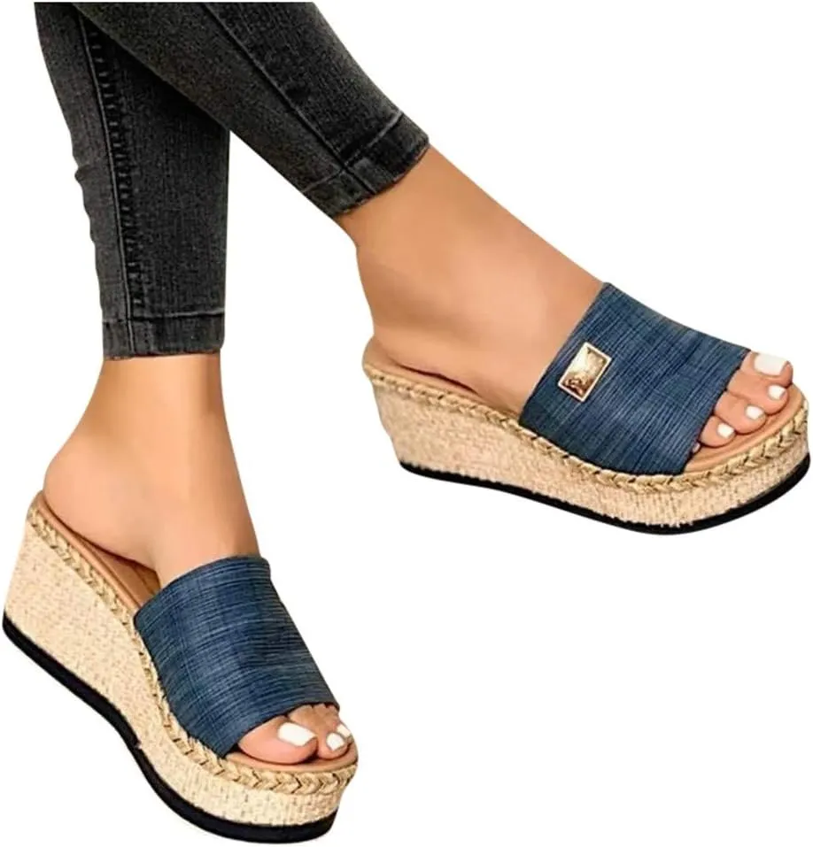 peqiut Orthopedic Sandals for Women Wedges Espadrilles Platform Slipper Sandals for Women Wedge High Heel Sandals Women