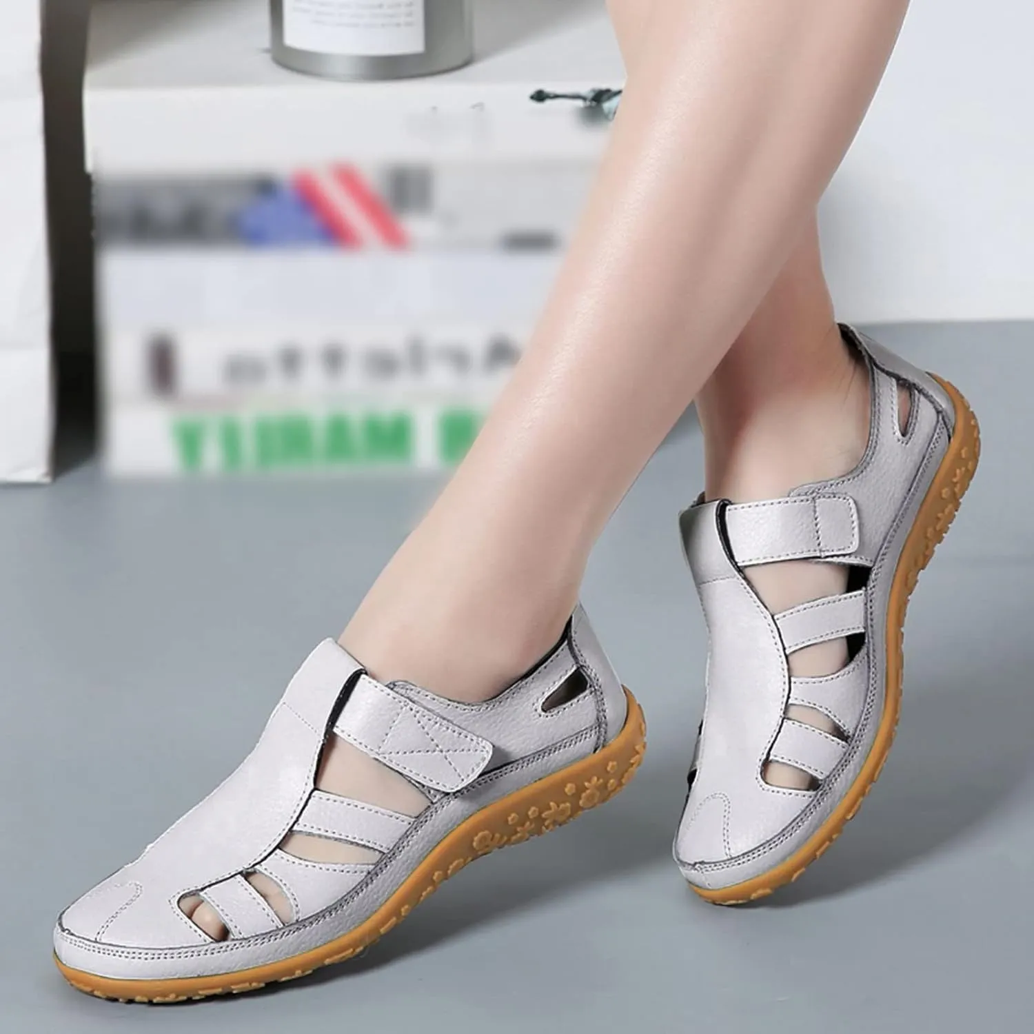 peqiut Sandals Women Orthopedic Comfortable Hollow Out Womens Sandals Platform Walking Summer Beach Dressy Flats Sandals