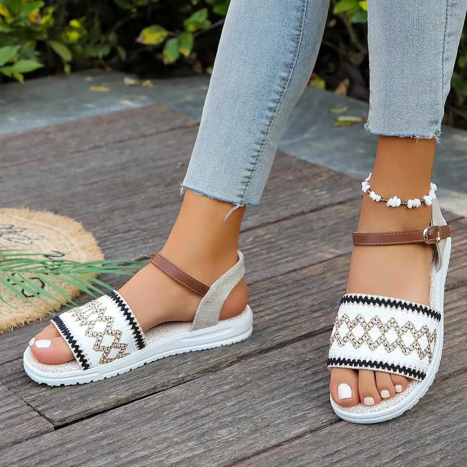 peqiut Sandals Womens Dressy Flat Platform Sandals Orthopedic Boho Sandals Slippers Casual Summer Womens Rubber Sandals