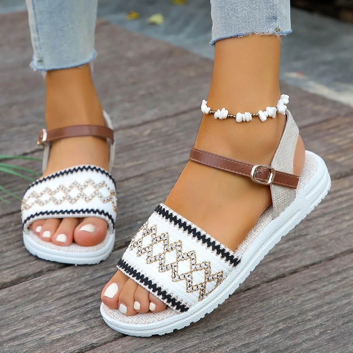 peqiut Sandals Womens Dressy Flat Platform Sandals Orthopedic Boho Sandals Slippers Casual Summer Womens Rubber Sandals