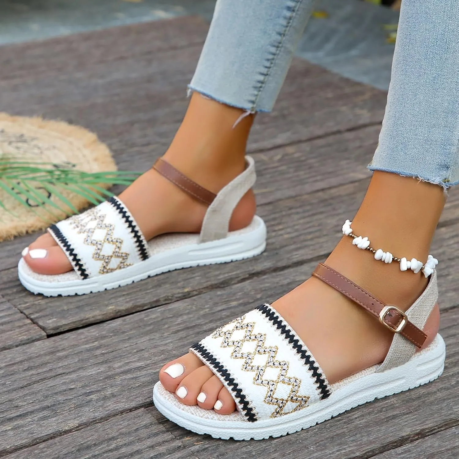 peqiut Sandals Womens Dressy Flat Platform Sandals Orthopedic Boho Sandals Slippers Casual Summer Womens Rubber Sandals