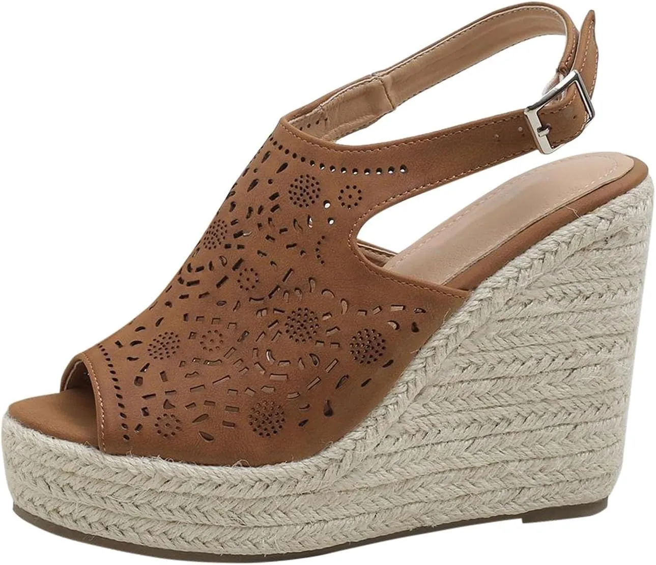 peqiut Women's Sandal Dressy Summer Platform Wedge Sandals for Women Slip On Comfortable Espadrille Heel Sandals Strap Shoes