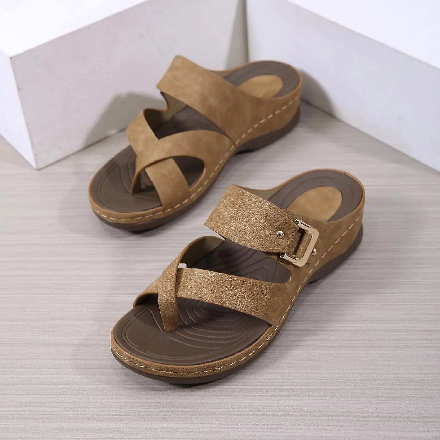 peqiut Women's Sandal Dressy Summer Wedge Orthopedic Sandals for Women Comfortable Outdoor Strap Boho Sandals Casual Shoes