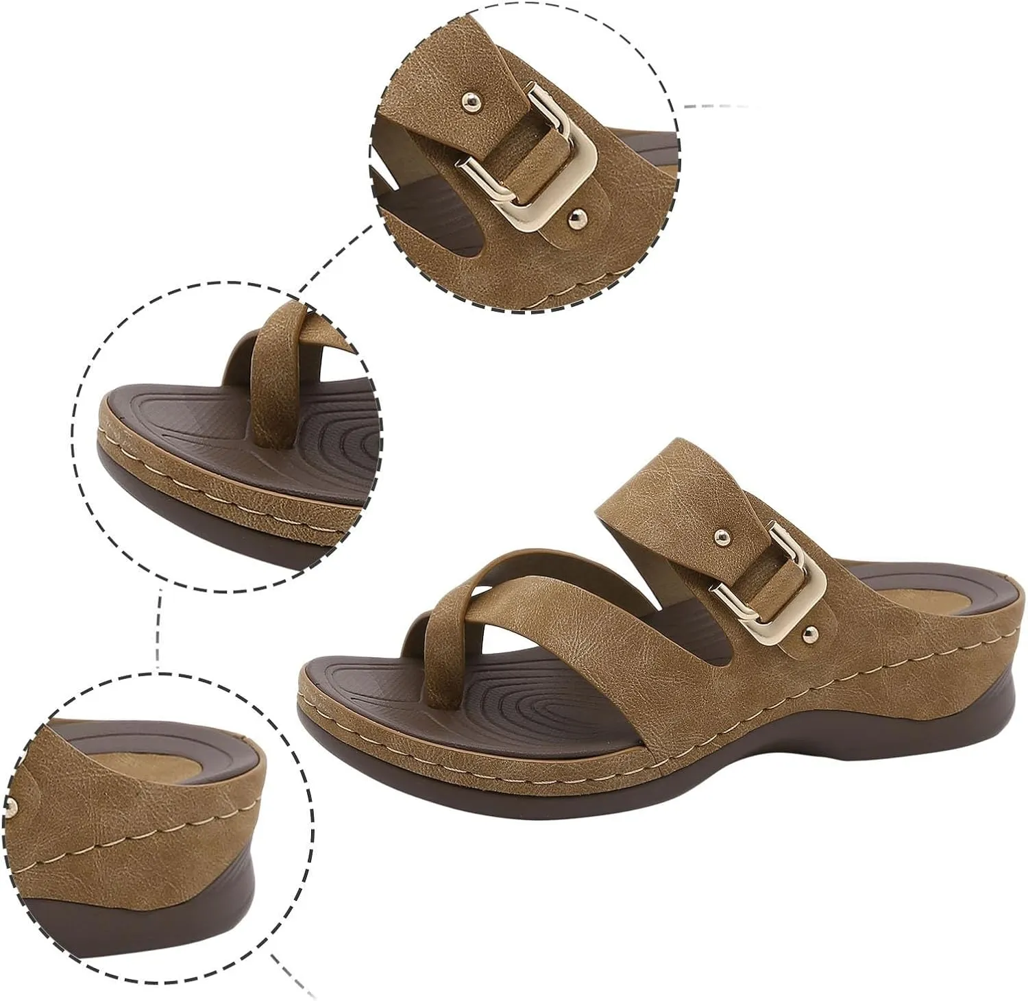 peqiut Women's Sandal Dressy Summer Wedge Orthopedic Sandals for Women Comfortable Outdoor Strap Boho Sandals Casual Shoes