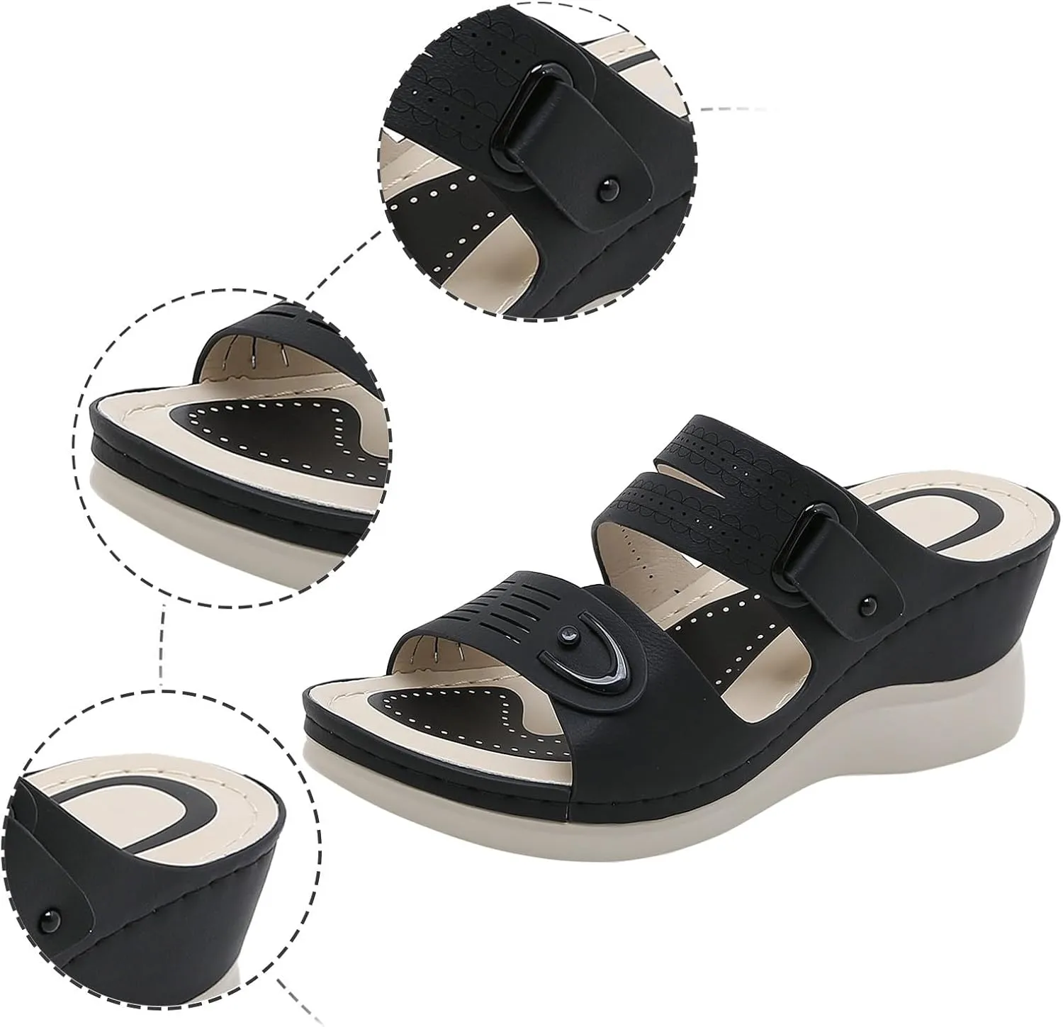 peqiut Women's Sandal Dressy Summer Wedge Orthopedic Sandals for Women Comfortable Outdoor Strap Boho Sandals Casual Slides