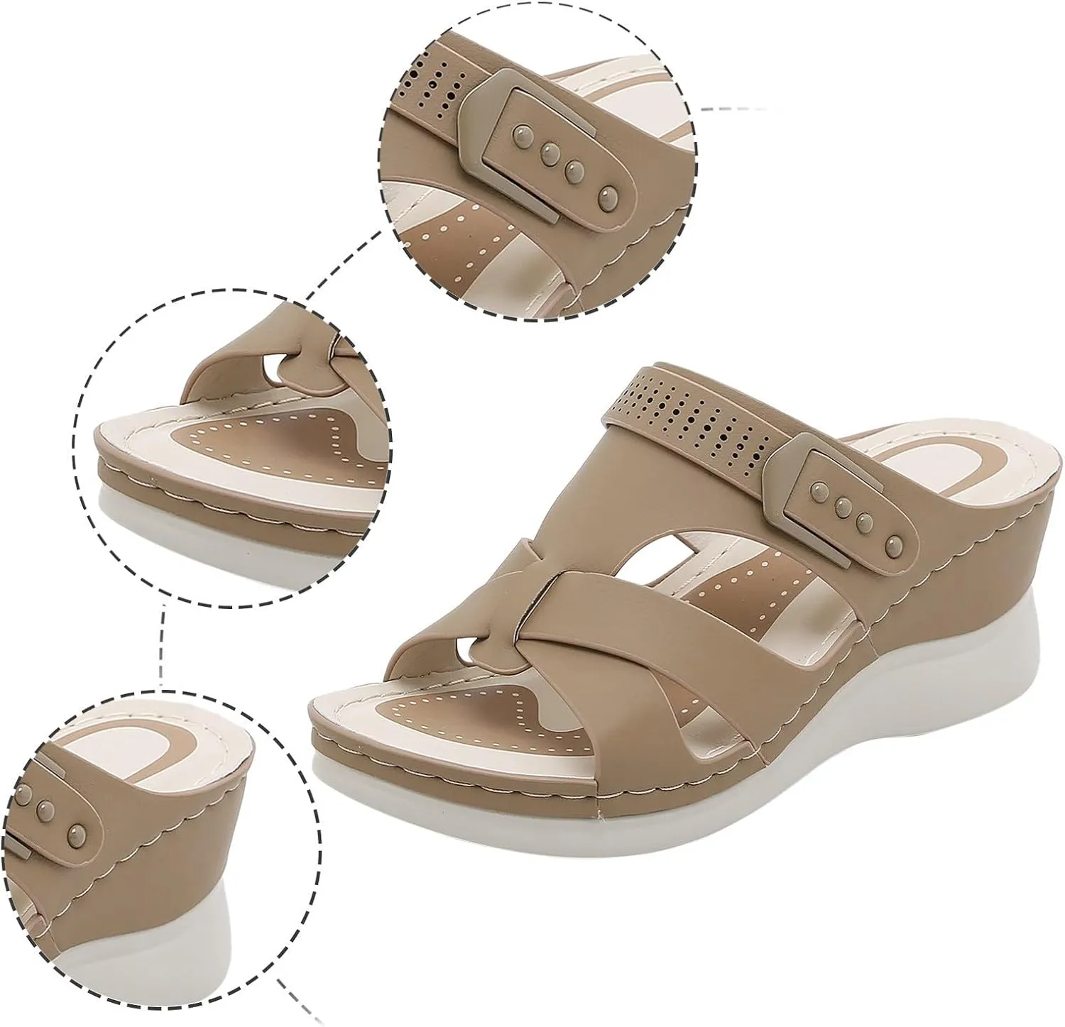 peqiut Women's Sandal Dressy Summer Wedge Orthopedic Sandals for Women Comfortable Outdoor Strap Boho Sandals Casual Slides