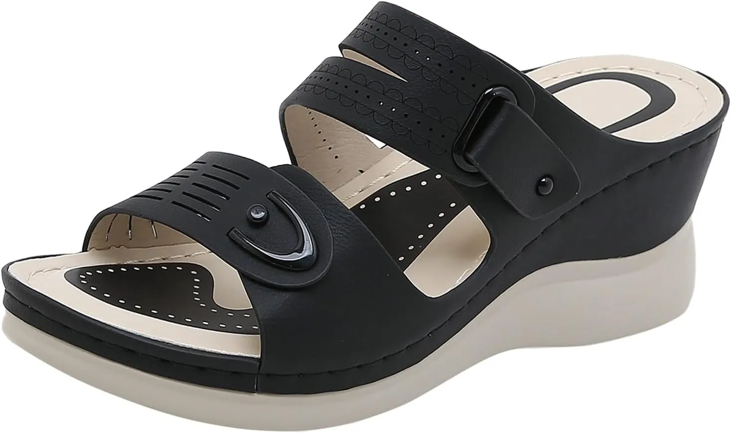 peqiut Women's Sandal Dressy Summer Wedge Orthopedic Sandals for Women Comfortable Outdoor Strap Boho Sandals Casual Slides