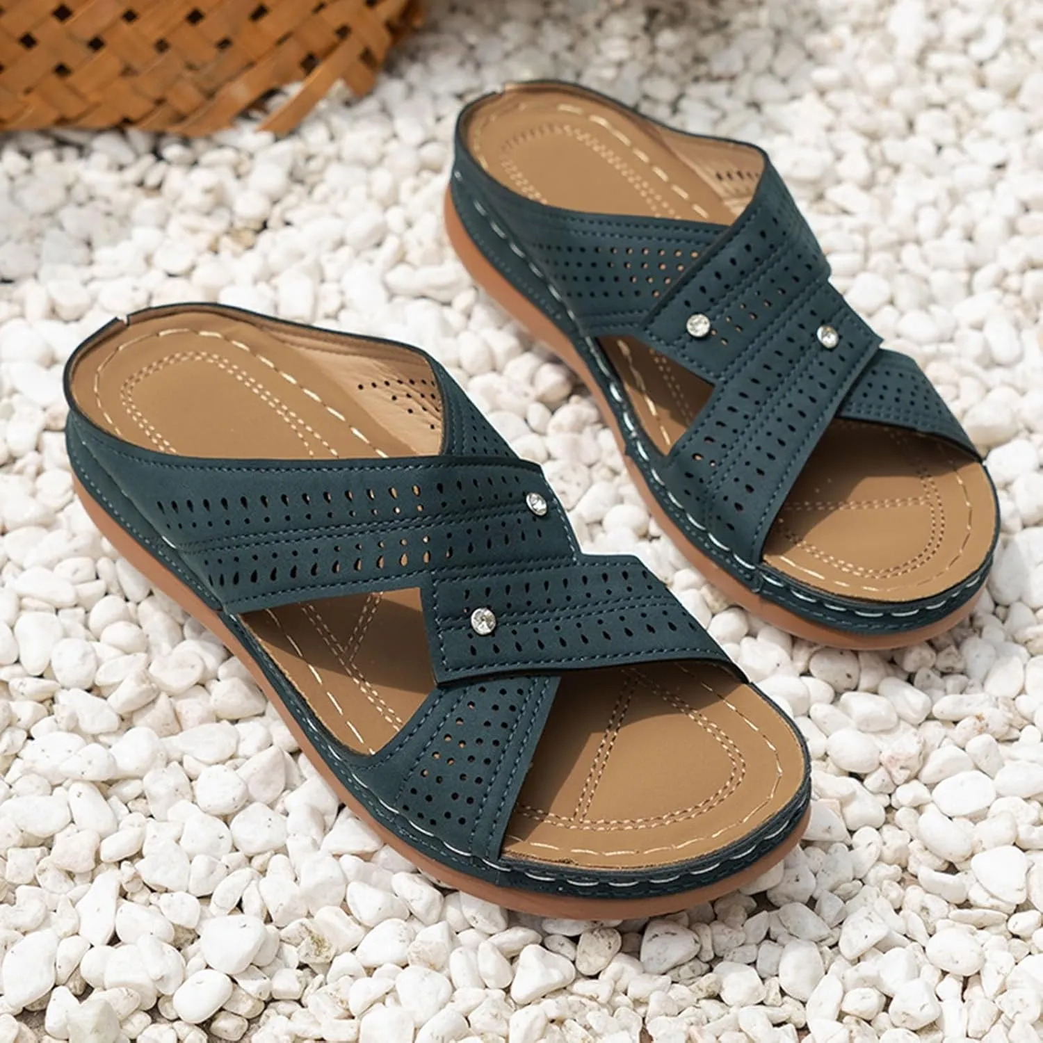 peqiut Women's Sandal Dressy Summer Wedge Orthopedic Sandals for Women Slip On Comfortable Outdoor Boho Sandals Casual Shoes