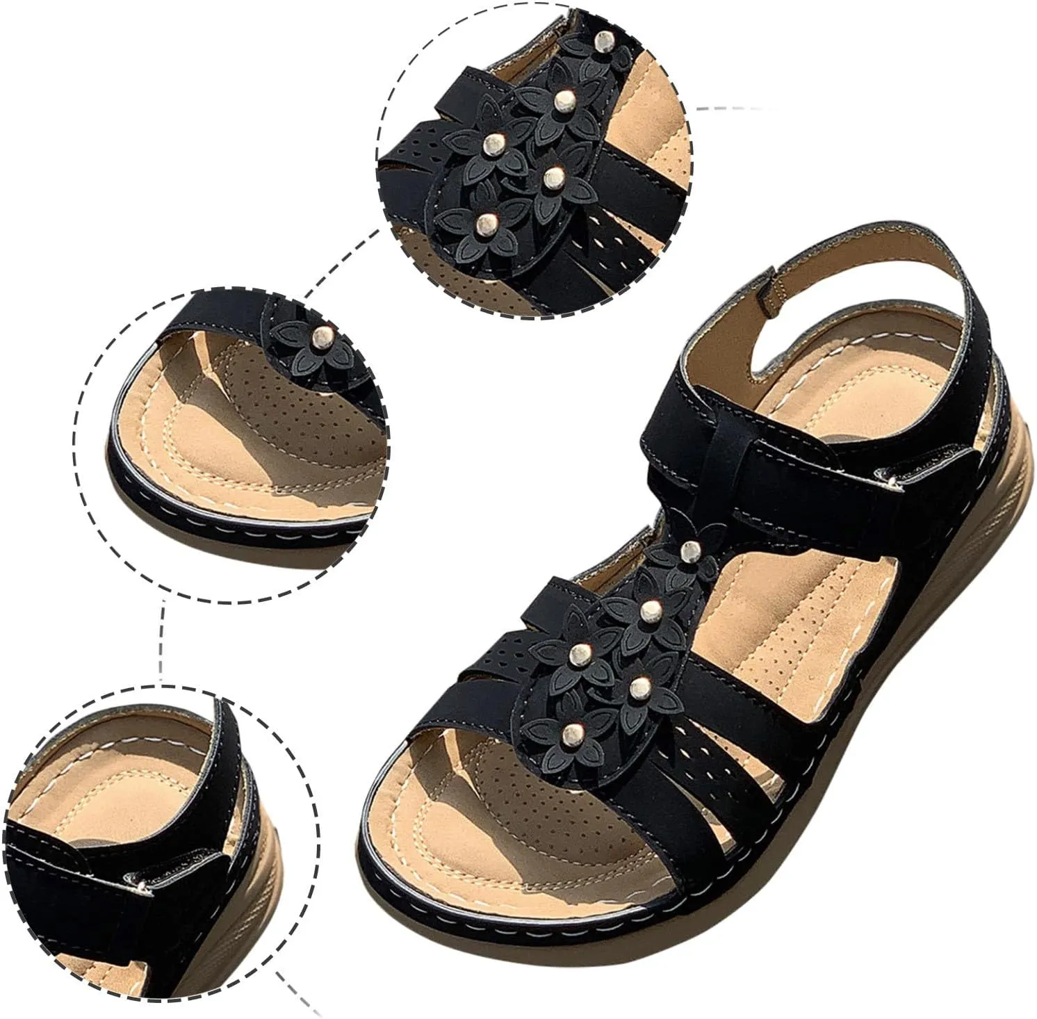 peqiut Women's Sandal Dressy Summer Wedge Orthopedic Sandals for Women Slip On Comfortable Outdoor Boho Sandals Casual Shoes