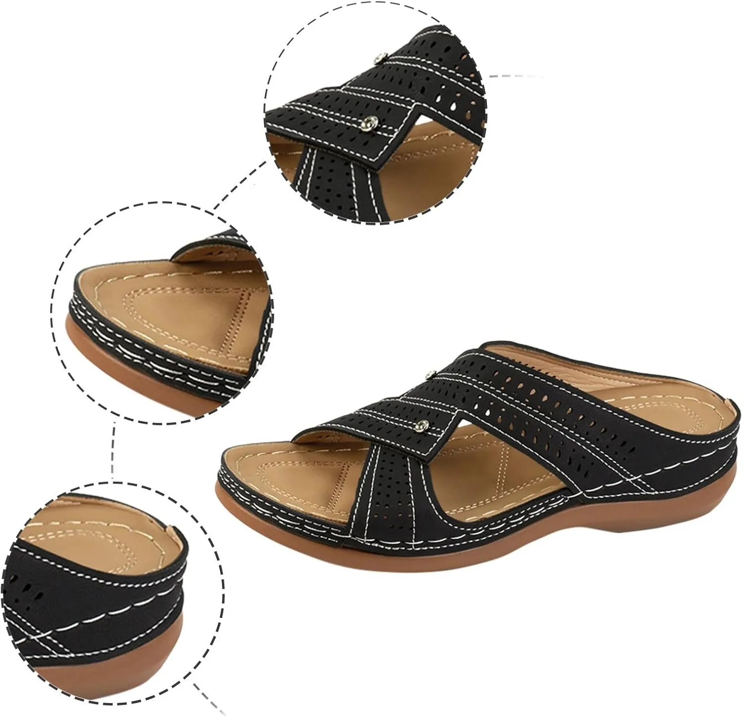 peqiut Women's Sandal Dressy Summer Wedge Orthopedic Sandals for Women Slip On Comfortable Outdoor Boho Sandals Casual Shoes