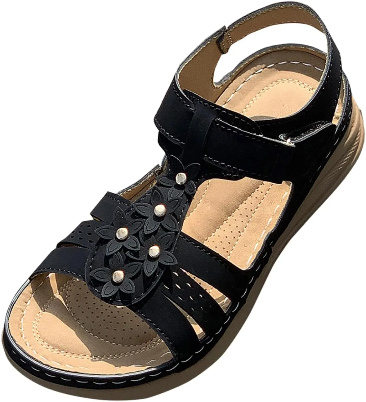 peqiut Women's Sandal Dressy Summer Wedge Orthopedic Sandals for Women Slip On Comfortable Outdoor Boho Sandals Casual Shoes