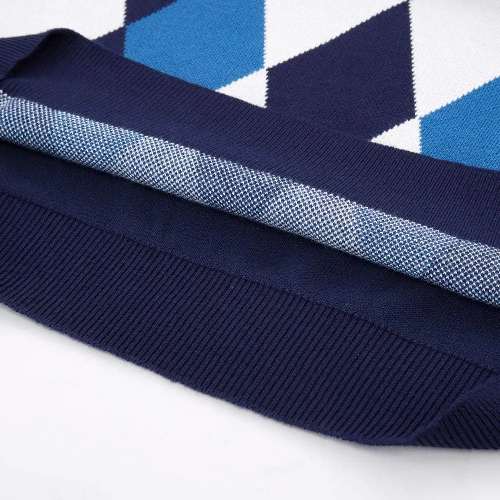 PJ PAUL JONES Mens Casual Argyle Sweater Vest V-Neck Sleeveless Pullover Knitwear Vests