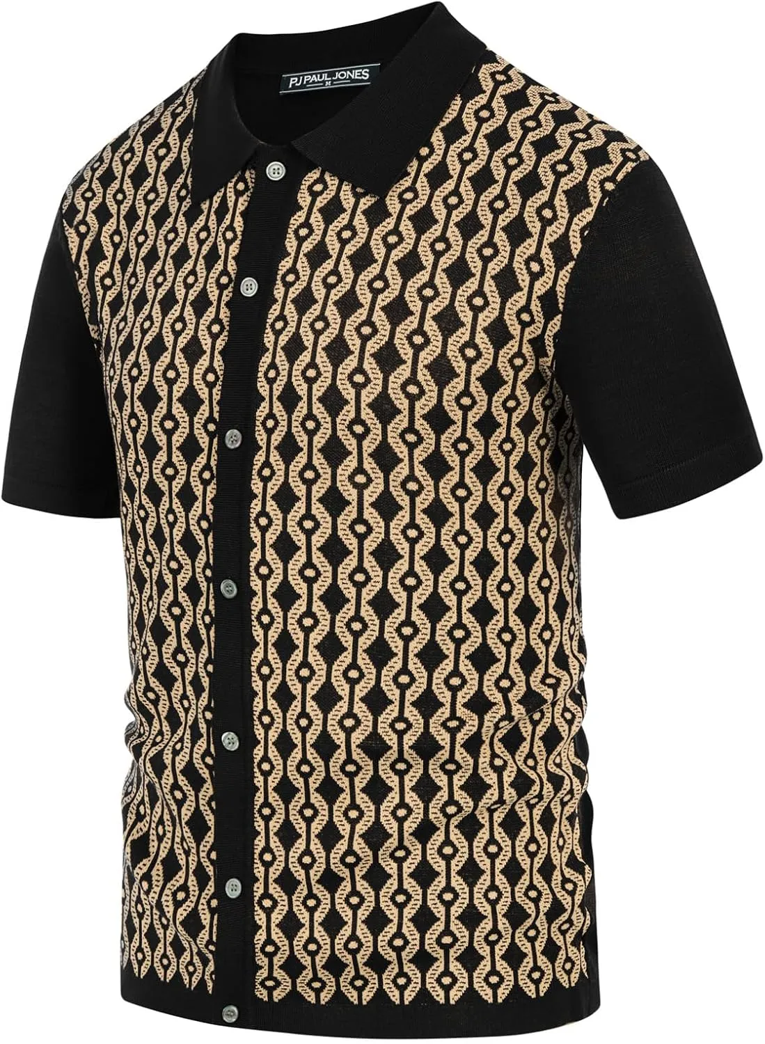 PJ PAUL JONES Men's Contrast 70s Vintage Polo Shirts Short Sleeve Knitwear
