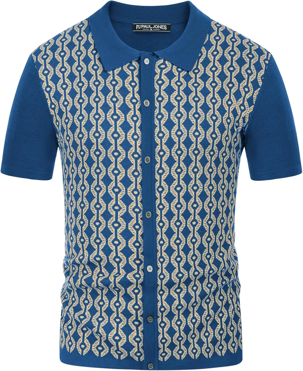 PJ PAUL JONES Men's Contrast 70s Vintage Polo Shirts Short Sleeve Knitwear