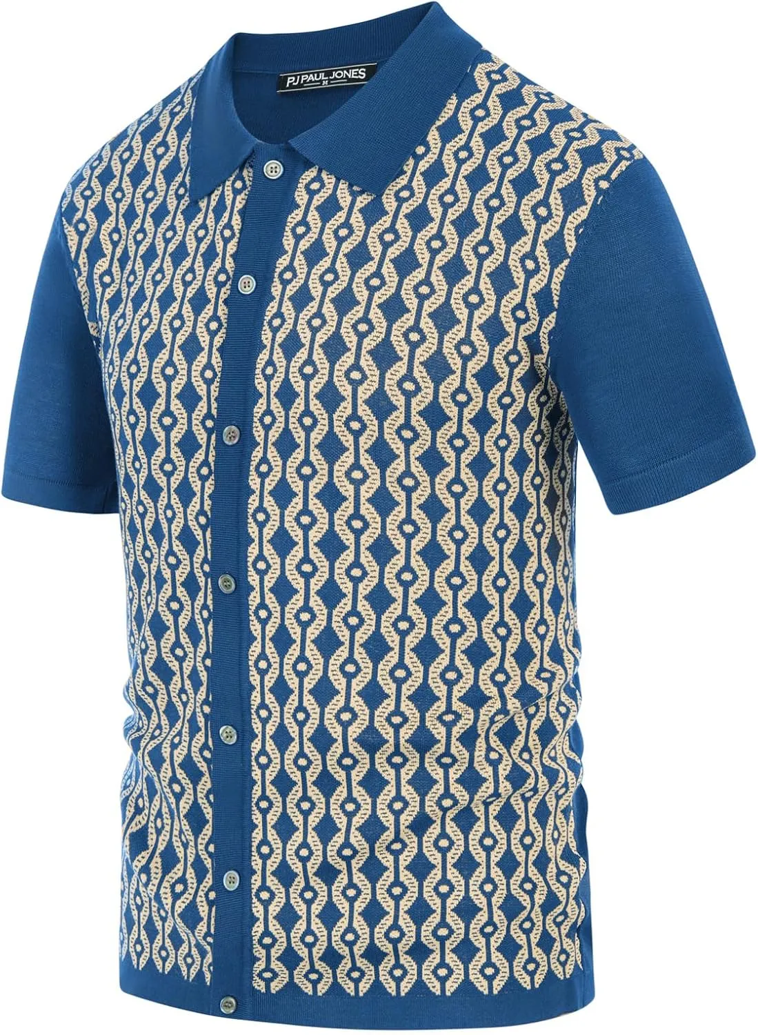 PJ PAUL JONES Men's Contrast 70s Vintage Polo Shirts Short Sleeve Knitwear