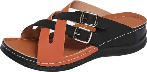 Platform Sandals Women Espadrille Wedge Casual Slippers Open Toe Dressy Heels Summer Slingback Wide Espadrilles Slip on Cute Slip-on with Adjustable Buckle Ankle Strap Beach Shoes Wedges