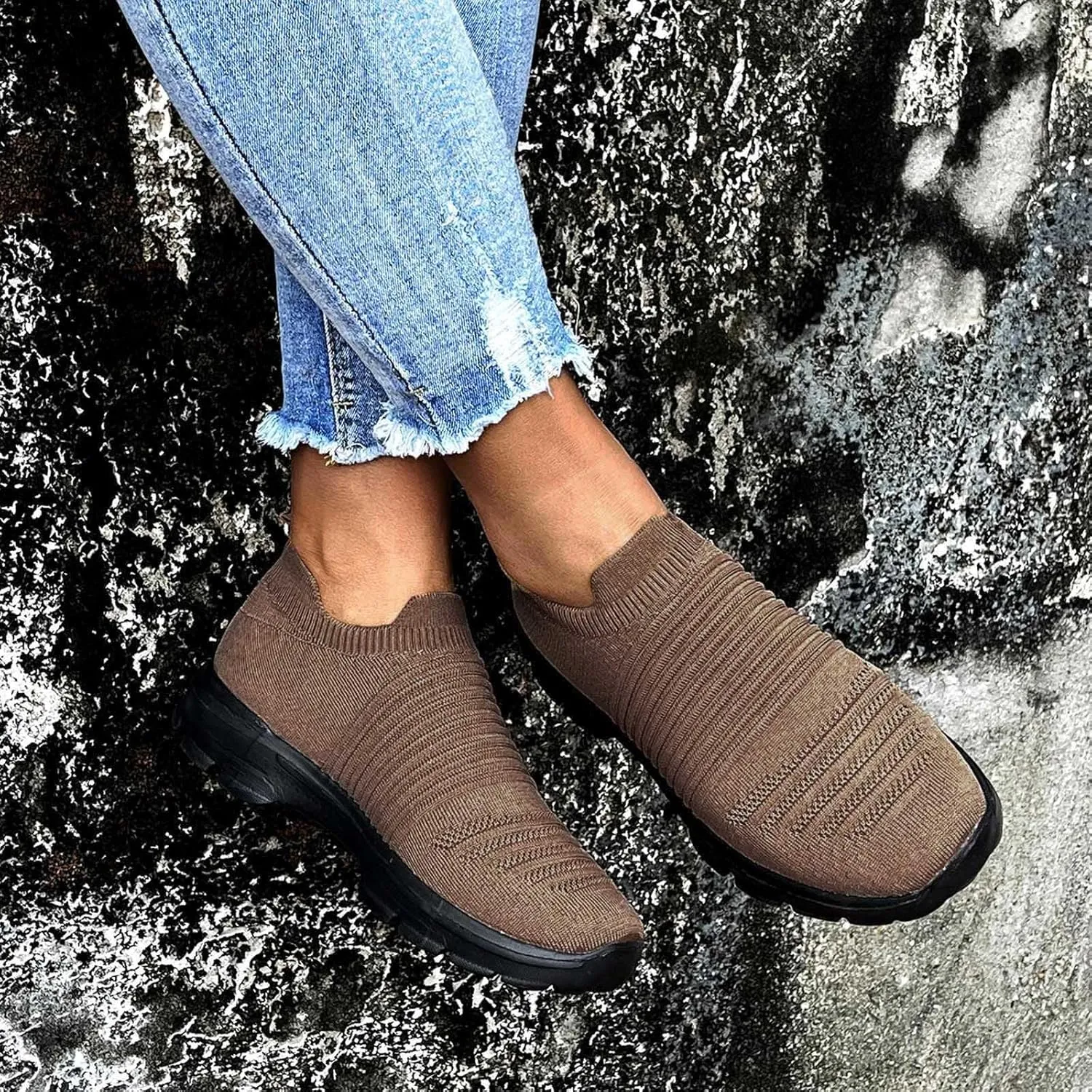 Platform Sneakers for Women 2023 Zapatos Comodos Womens Hiking Shoes with Arch Support Light Weight Walking Sneakers for Women 2023 White Tenis Antideslizante para Mujer