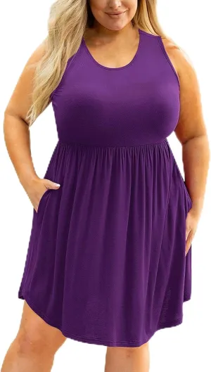 Plus Size Dresses for Curvy Women, Summer 2025 Casual Wedding Guest Party Dresses, Sleeveless Tank Dress Midi Flowy