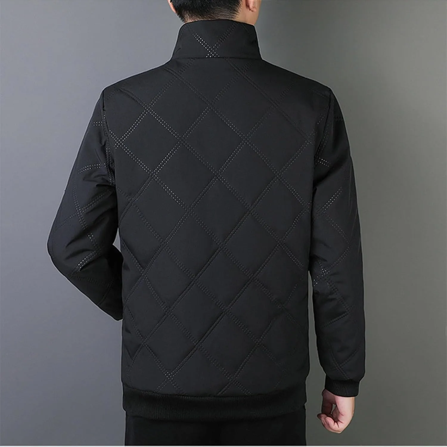 Plus Size Jackets for Men 2024 Trendy Stand Collar Full Zip Coat Casual Solid Plush Thickened Outerwear with Pockets
