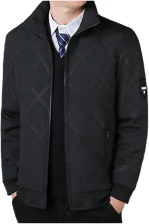 Plus Size Jackets for Men 2024 Trendy Stand Collar Full Zip Coat Casual Solid Plush Thickened Outerwear with Pockets