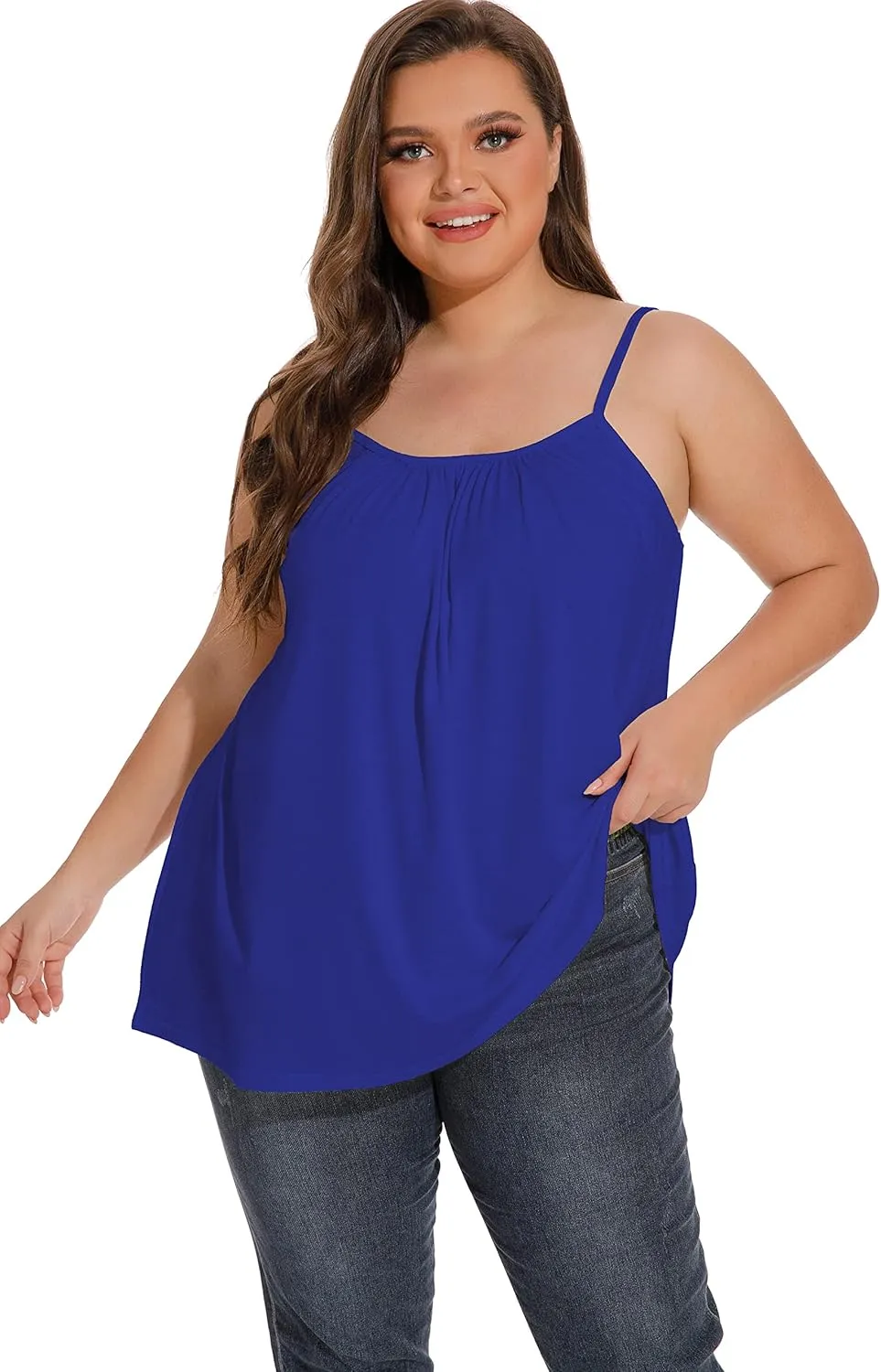 Plus Size Tank Tops for Women Boho Floral Loose Cami Spaghetti Strap Tunic Blouses